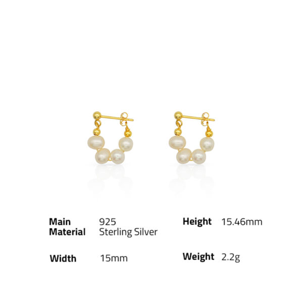 Chris April in stock 925 sterling silver gold plated Minimalist natural pearl hoop earrings - Image 6