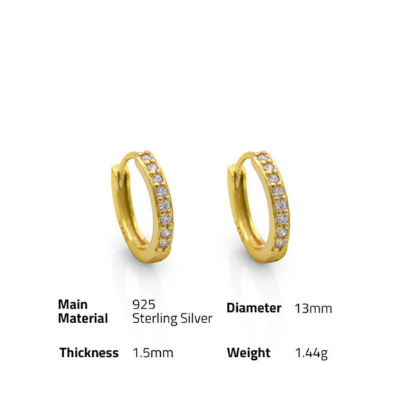 Chris April fashion Minimalist 925 sterling silver gold plated Micro-inlaid zircon huggie earring - Image 6