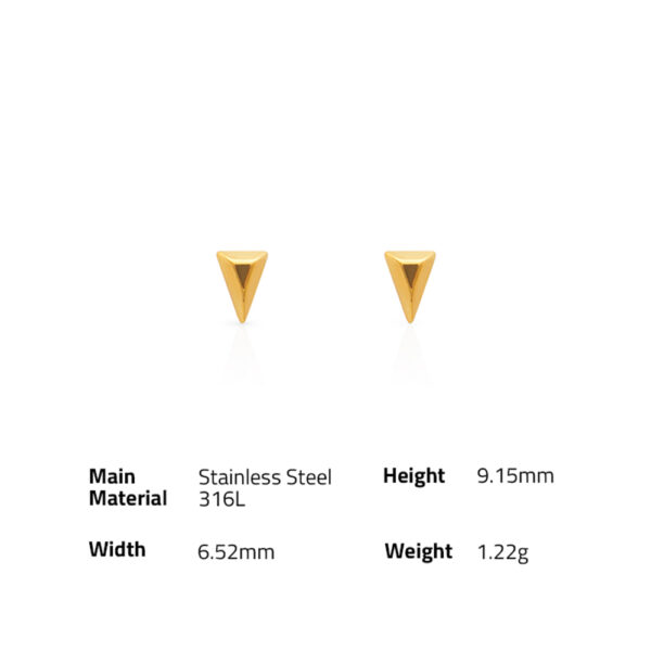 Chris April 316L Stainless Steel minimalist geometric pyramid shape stud earrings - Image 6