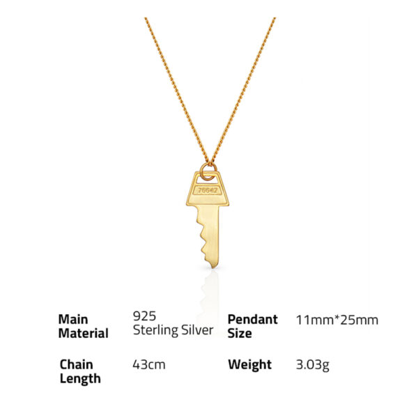 Chris April minimalist 925 sterling silver gold plated Latest design key pendant necklace - Image 6