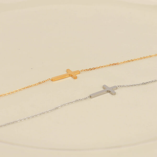 Chris April in Stock 316L stainless steel PVD plated simple cross choker - Image 4