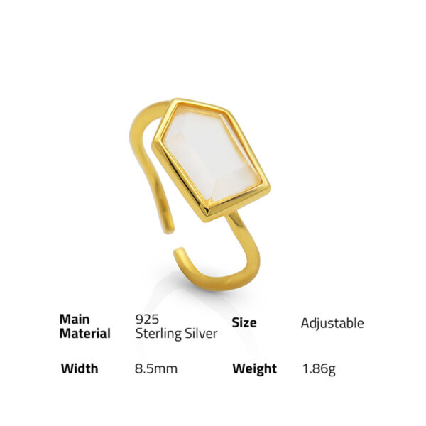 Chris April 925 sterling silver gold plated Natural white Quartz Geometric shape stone Gemstone ring - Image 6