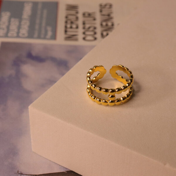 Chris April in stock 925 sterling silver gold plated Double opening beads finger rings - Image 4