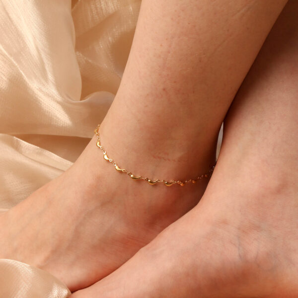 Chris April trendy jewelry 18k PVD gold plated 316L stainless steel simple dolphin link chain anklet bracelet - Image 3