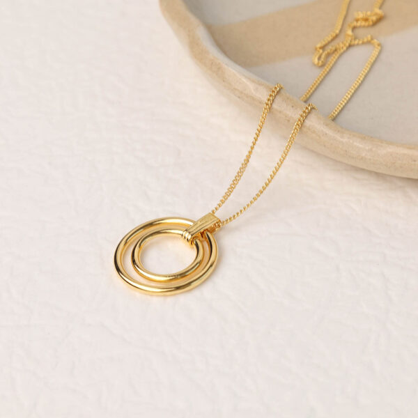 Chris April fine jewelry 925 sterling silver gold plated concentric circle geometric pendant necklace - Image 4