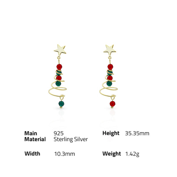 Chris April  in stock 925 sterling silver colorful christmas tree crystal zircon bead earring - Image 6