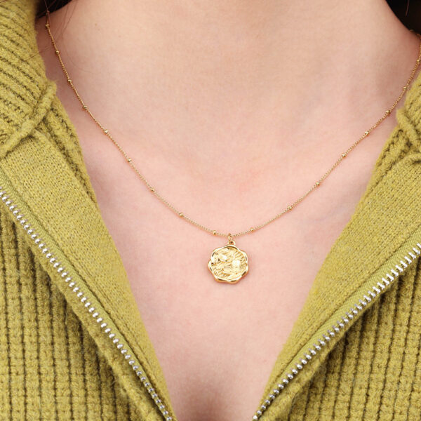 Chris April 316L stainless steel 18K gold plated satellite-chain cameo fashion round simple birth flower pendent necklace - Image 5