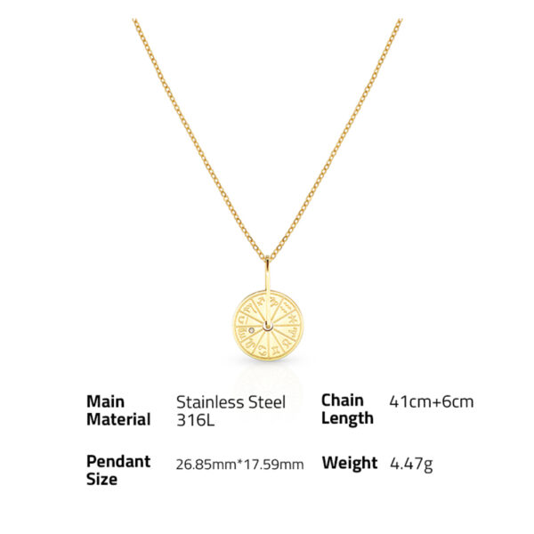 Chris April in stock simple PVD  plated 316L stainless steel rotating zodiac pendant necklace - Image 6