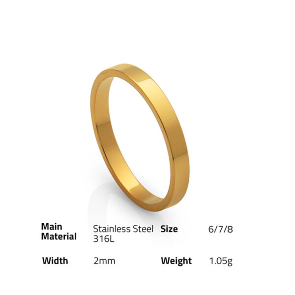 Chris April in stock 316L stainless steel minimalist PVD gold plated round glossy knuckle ring for women - Image 6