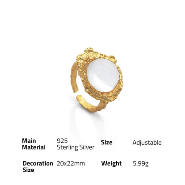 Chris April 925 silver 18k gold plated clear quartz natural stone crystal rings - Image 6