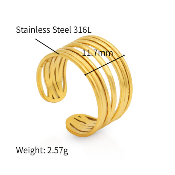 Chris April 316L wholesale price stainless steel PVD gold plated multi-layers band ring - Image 3