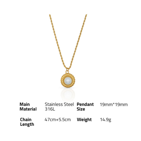 Chris April New arrivals PVD gold plated 316L stainless steel rope chain pearl Pendant necklace for women - Image 6