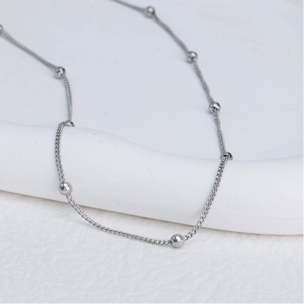 Chris April 316L stainless steel PVD silver plated satellite chain necklace - Image 6