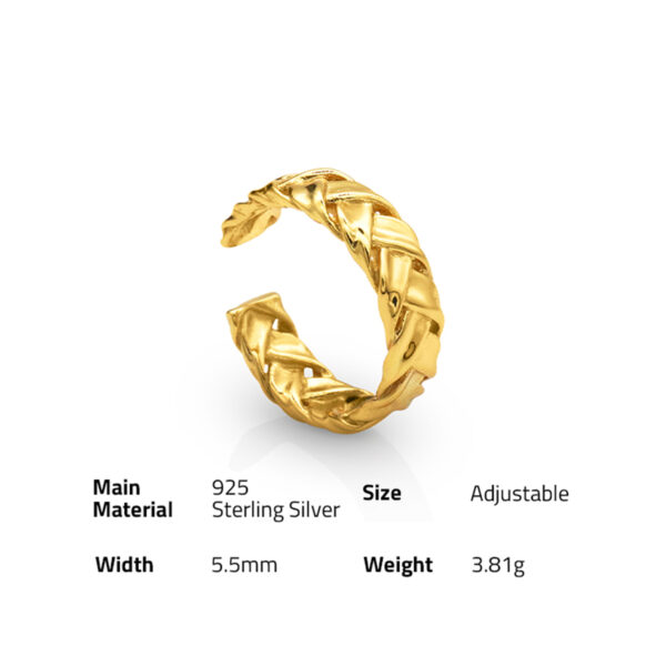 Chris April In stock 925 sterling silver 18k glod plated custom vermeil braided open rings - Image 6