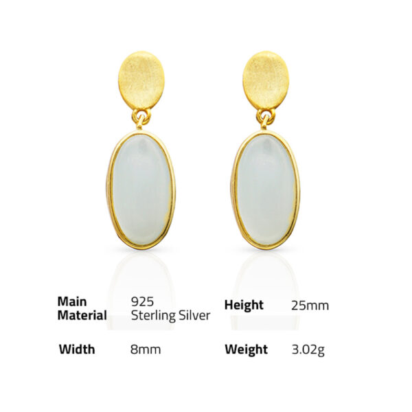 Chris April In Stock 925 sterling silver gold plated Latest Artificial manmade jade Earrings - Image 6