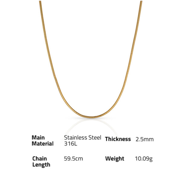 Chris April fashion jewelry 316L stainless steel PVD gold plated round snake long chain necklace for women - Image 6