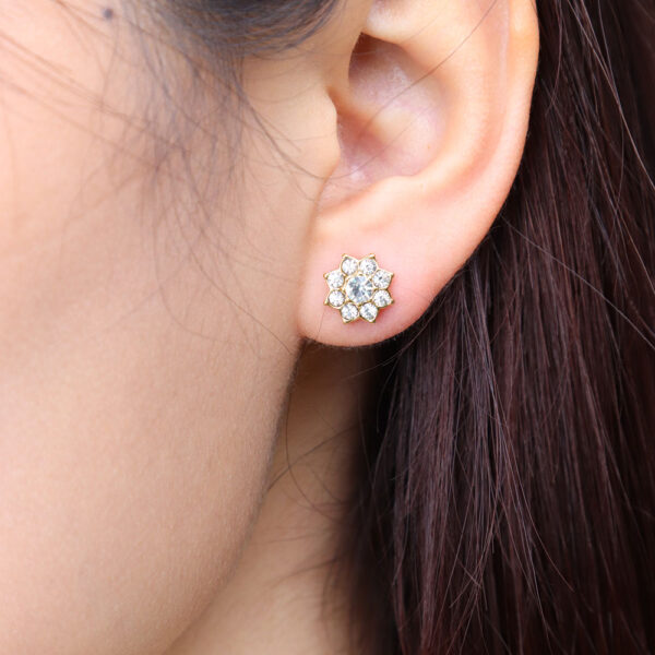 Chris April 316L stainless steel gold jewelri pvd cluster simple zircon stud earrings - Image 3