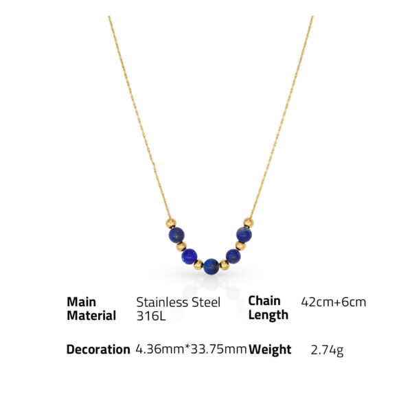 Chris April 316L Stainless steel PVD plated wine garnet lapis natural power stone beads chain choker necklace - Image 6