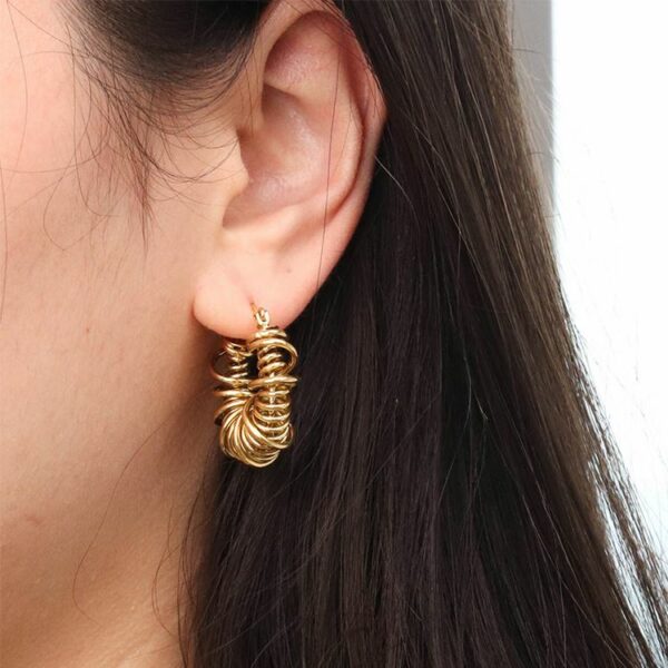 Chris April brass PVD plated spring twisting hoops earring - Image 4