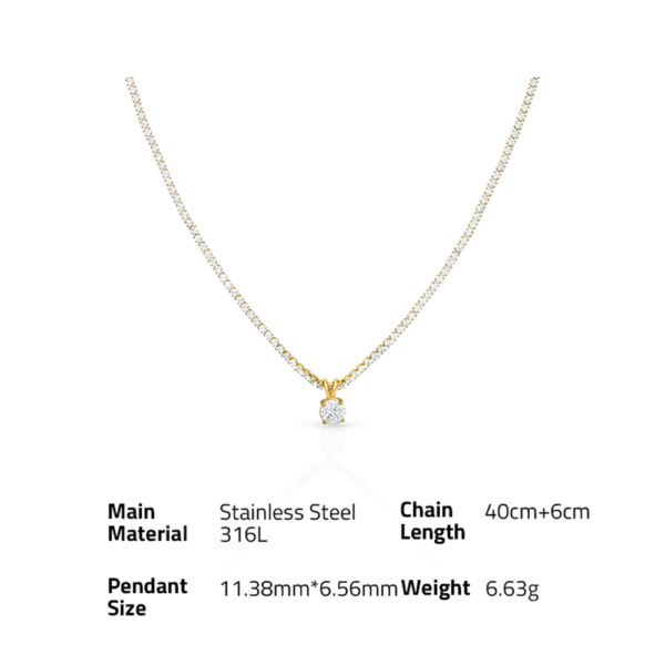 Chris April PVD plated 316L stainless steel zircon bejeweled luxury zircon necklace - Image 6