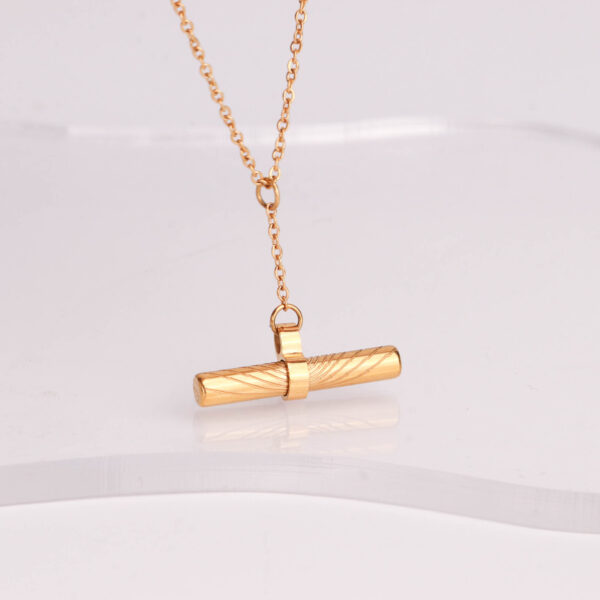 Chris April 316L stainless steel 18k PVD gold plated anti-tarnish minimalist balance beam pendant necklaces - Image 4