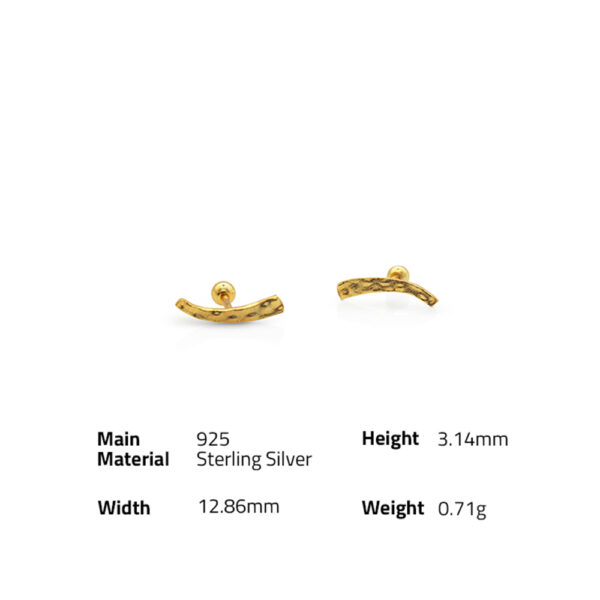 Chris April Vintage 925 sterling silver minimalist screw ear back organic shape smile earring stud - Image 6