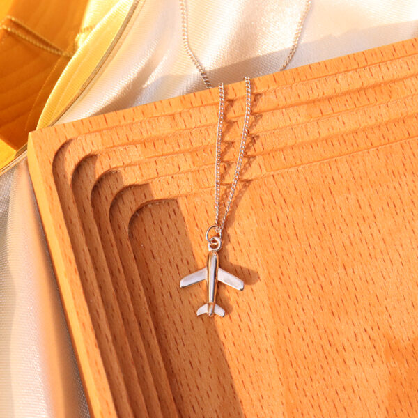 Chris April minimalist In stock 925 sterling silver gold plated airplane pendant necklace - Image 4