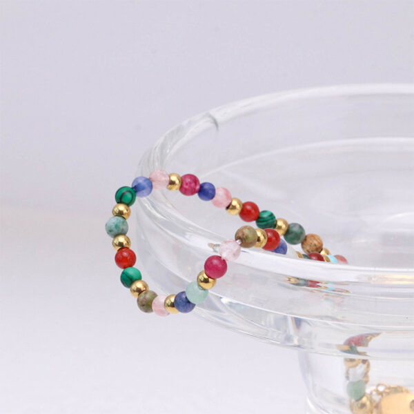 Chris April 316L stainless steel bohemian natural gems colorful power stones bracelet - Image 6