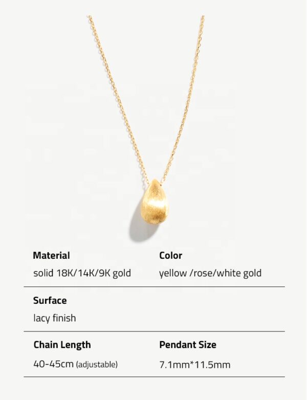 Chris April custom solid gold water drop lacy finish surface jewelry pendant necklace - Image 6