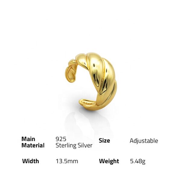 Chris April 925 sterling silver 18k gold plating twist rope eternity rope band knuckle rings - Image 6