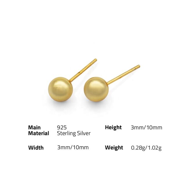 Chris April 925 sterling silver 18k gold plated silky matte beads stud earrings - Image 6