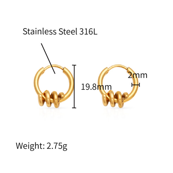 Chris April 316L stainless steel mini hoop fashion jewelry earrings 18K gold plated spiral spring 2023  huggies hoops earring - Image 6