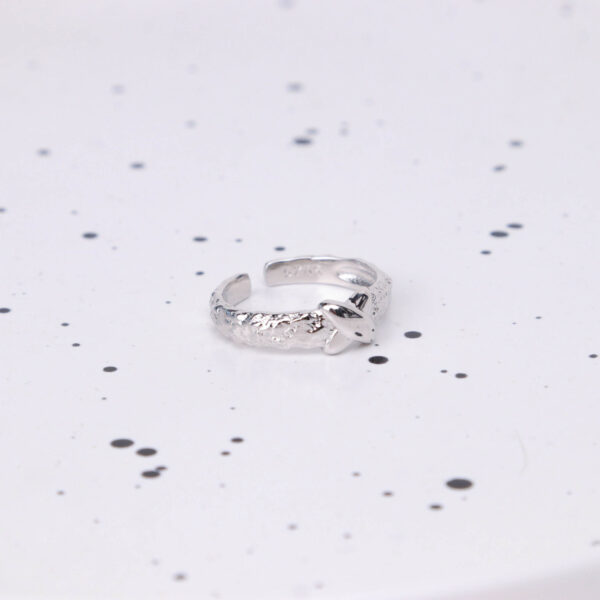 Chris April In stock 925 sterling silver minimalistic stackable X symbol organic texture adjustable rings - Image 4