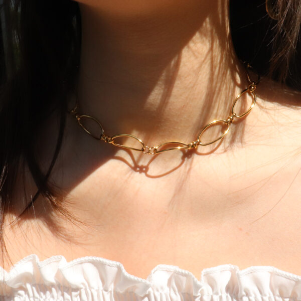 Chris April in Stock 316L stainless steel simple PVD gold plated oval link chain chocker necklace for women - Image 3