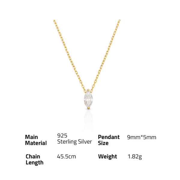 Chris April fashion in stock 925 Silver gold plated marquise cubic zirconia necklace for women - Image 6