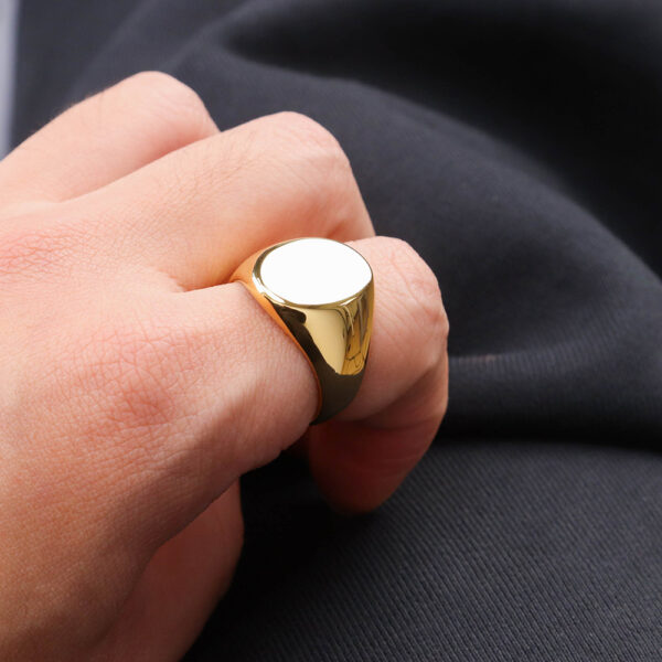 Chris April 316L stainless steel PVD chunky gold rings women plated oval signet ring - Image 4