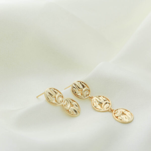 Chris April fashion In Stock 925 sterling silver 18k Gold Plated Irregular asymmetrical drop Earrings - Image 4