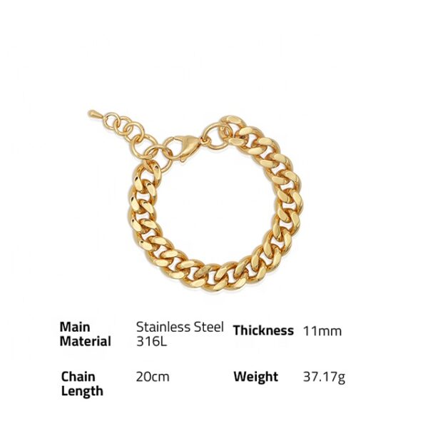 Chris April Fashion jewelry punk style 316L Stainless steel PVD gold plated Coarse curb chain bracelet for unisex - Image 6