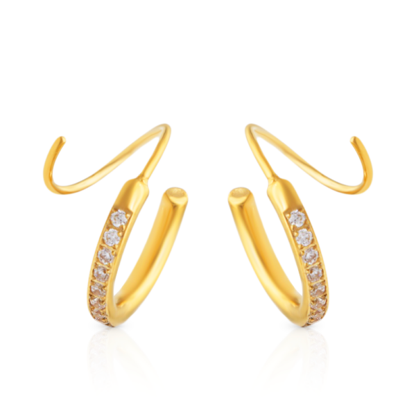 Chris April 316L stainless steel waterproof zircon earrings new designs 18K gold plated spiral pin spring hoop earring - Image 5