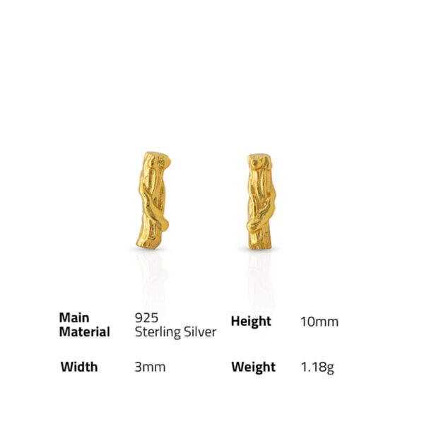 Chris April 925 sterling silver gold plated Minimalist In Stock Bump Texture Irregular Custom Vermeil Stud Earrings - Image 6