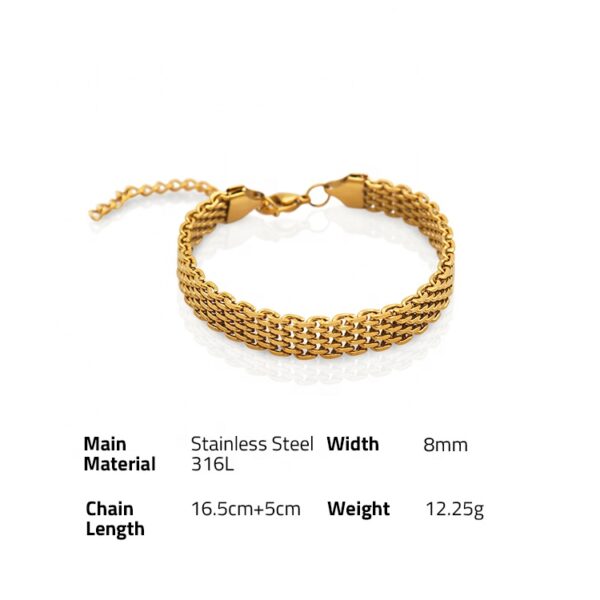 Chris April in stock fashion jewellery vintage design 316L stainless steel PVD gold plated thick chain bracelet bangles - Image 6