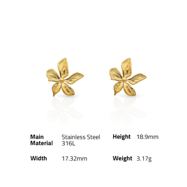 Chris April fashion jewelry 316L Stainless Steel PVD plated vivid flower stud earrings - Image 6