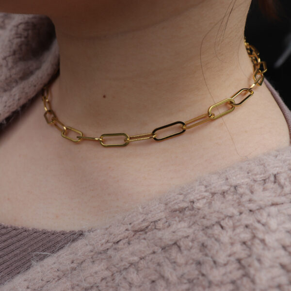 Chris April fashion 18k gold plated stainless steel link chain choker necklace for women - Image 3