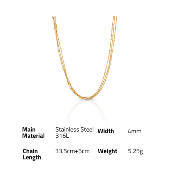 Chris April in stock 14k gold plated beads  316l stainless steel simple design multilayer stacking necklace - Image 6