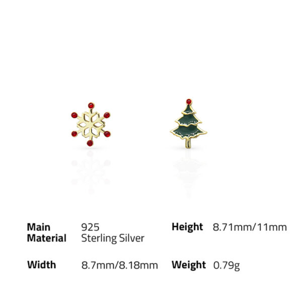 Chris April fine jewelry 925 sterling silver irregular christmas tree snow flake earrings - Image 6