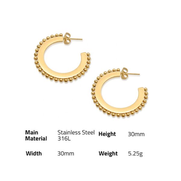 Chris April fashion jewelry Minimalist 316L stainless steel gold plated Round beads Geometric plane hoop earring - Image 6