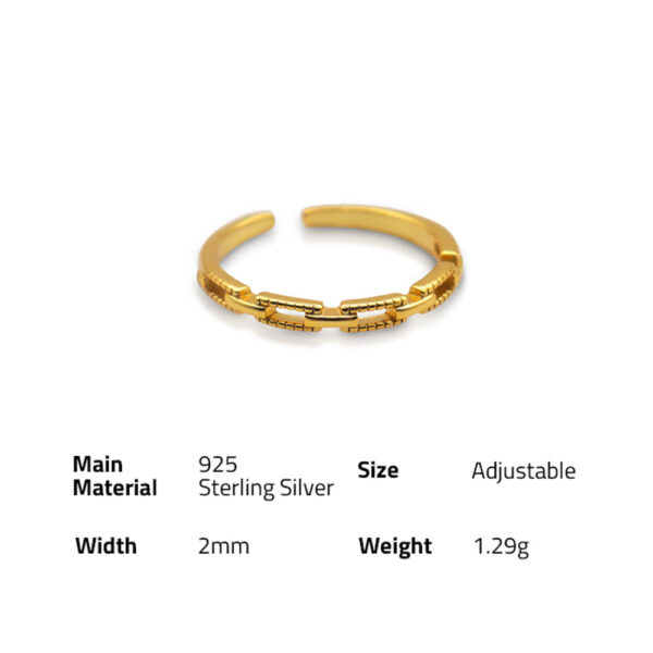 Chris April fashion 925 sterling silver korean style gold plated adjustable simple finger rings - Image 6