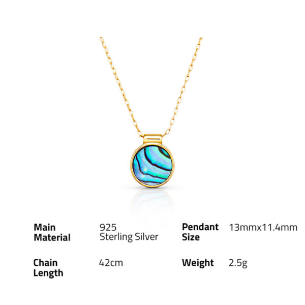 Chris April Latest design gold plated 925 sterling silver Abalone shell coin necklace - Image 6