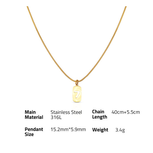 Chris April trendy design 316L stainless steel 18k PVD gold plated lucky seven 7 number pendant snake chain necklace - Image 6