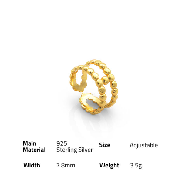 Chris April in stock 925 sterling silver gold plated Double opening beads finger rings - Image 6